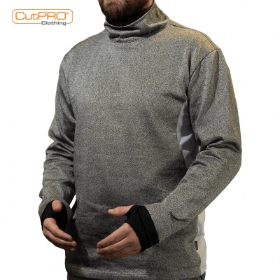 Turtleneck Top with Rear Zip, Thumbhole & Breathable Back