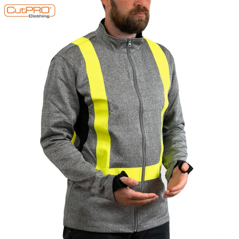 Cut Resistant Jacket Zipped - Hi-Vis Tape and Breathable Underarms