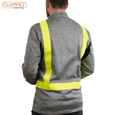 Cut Resistant Jacket Zipped - Hi-Vis Tape and Breathable Underarms Rear