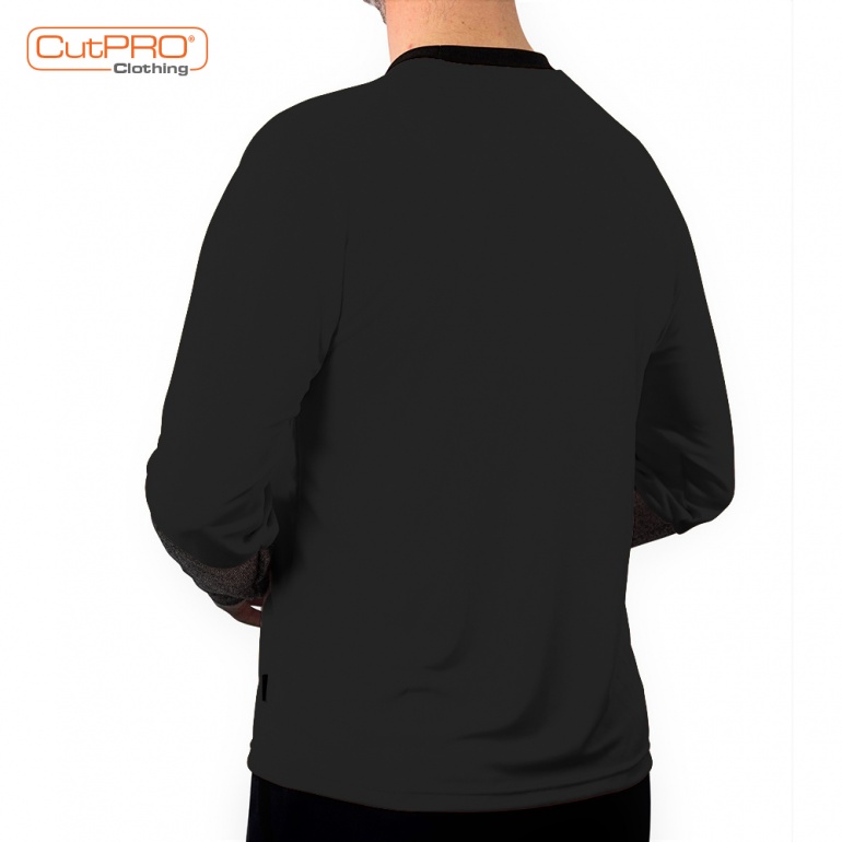 Crew Neck Shirt with Half Armguard - Black